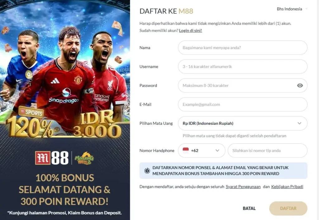 m88 daftar